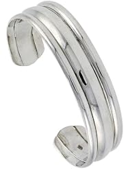Sterling Silver Triple Domed Cuff Bangle Bracelet 9/16 inch wide,