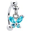 Top Down Blue Gem Dangle Butterfly Eyebrow Ring