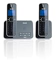 Philips ID5552B/05 Digital Cordless Phone with Answering Machine - Twin Handset - Black