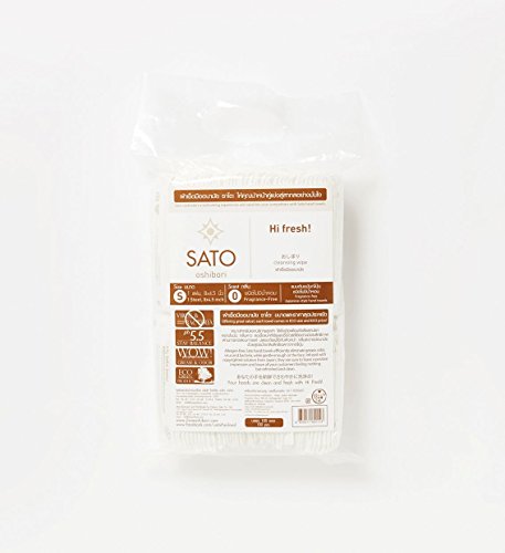 SATO Oshibori unscented cleansing hand&amp;face wipes Antibacterial,Size S 4.5"x8" (100 pcs.)