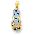 14K Gold Enameled Polka-Dot Flip-Flop w/Glasses Pendant