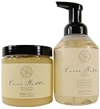 Cocoa Butter Foaming Hand Wash Dispenser + Exfoliating Salt Scrub 500 ml tub for delicate and allergy prone skins COMBO SET