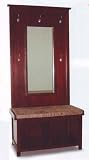 Dark walnut finish wood hall tree boot bench with storage