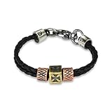 Braided Leather Celtic Cross Charm Bracelet