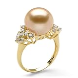 South Sea Golden Pearl Ring with Diamond in 14K Yellow Gold