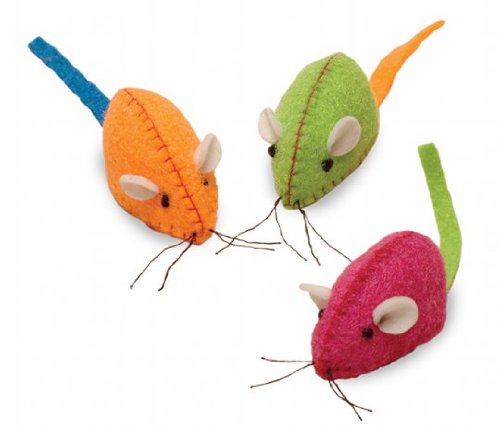 Smart Cat 3881 Neon Nina - Neon Pink Green Orange Felt Mice - 3 Pack - Case of 6