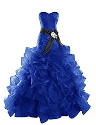 Sexy Strapless Organza Beaded Lace-Up Embroidered Prom Dress/Party Dress 