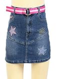 Star Embroidered Jean Skirt w/ Web Belt