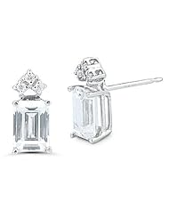 0.06 Cts Diamond & 2.00 Cts Cubic Zirconia Earrings in 14K White Gold