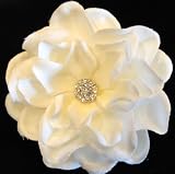 Tanday Velvet Bridal Ivory Gardenia Hair Clip with Swarovski Crystal Hair Clip.
