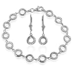 0.25ctw. Diamond Sterling Silver Bracelet and Earrings Set