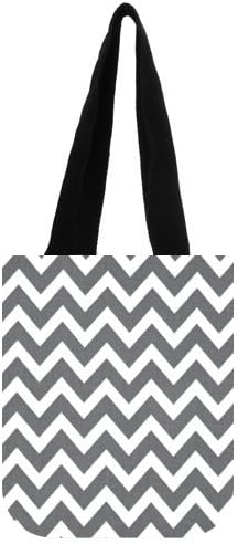 10.2L x 11.8H High Quality Modern Grey and White Chevron Zigzag Theme Print Multi Purpose 100% Canvas Tote Bag(Two Sides)