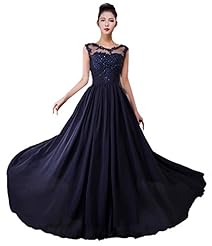 Scoop Neck Chiffon Sheath Floor Length Beaded Applique Evening Dress 
