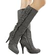 Amor03 Ruffled Knee High Boot GRAY