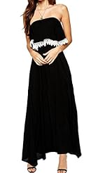 Petite Sexy Strapless Polyester/Spandex Bandeau Neck Maxi Dress 