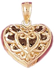 Dazzlers Solid 14k Gold 3D Heart Charm Pendant Available in three colors from jewelsberry (weights:1.6 grams only)
