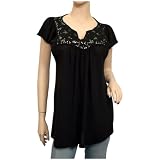 Black Lace Scoop Neck Plus size top