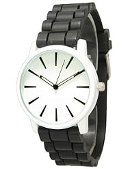 New Geneva Black w/ White Silicone Watch