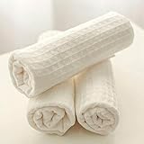 LINGZHI 通気性100%綿 二層ベビーおむつ クリーム 35*55cm (3枚組)