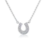 Bling Jewelry Sterling Silver CZ Pave Horseshoe Necklace 16 inch