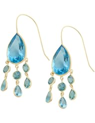 14 Karat Yellow Gold Pear-shaped Blue Topaz Earrings