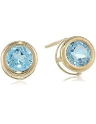 14K White Gold or Yellow Gold 5mm Round Bezel Stud Earrings Set