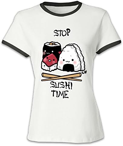 I Love Sushi Humorous Girls Baseball Tshirt Black