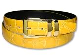 Croc SUNFLOWER YELLOW Bonded Leather Belt Gold-Tone Buckle Regular