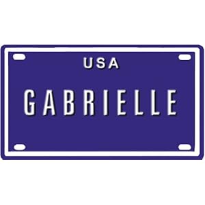 GABRIELLE USA MINI METAL EMBOSSED LICENSE PLATE NAME FOR BIKES, TRICYCLES, WAGONS, KIDS DOORS, GOLF CARTS, BABY STROLLERS, PEDAL CARS. OVER 400 NAMES AVAILABLE. TYPE IN "NAME" USA PLATE IN SEARCH. YOUR NAME WILL SHOW UP.