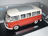 VW VOLKSWAGEN MICROBUS BULLY SAMBA T1 T 1 RED BUS METAL MODEL 1/18 WELLY MODEL CAR