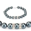 Genuine Swarovski Crystal Pearl Bracelet with Rondelle - Tahitian (8mm)