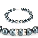 Genuine Swarovski Crystal Pearl Bracelet with Rondelle - Tahitian (8mm)