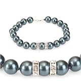 Genuine Swarovski Crystal Pearl Bracelet with Rondelle - Tahitian (8mm)