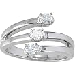 14K White Gold Diamond Three-Stone Ring - 0.48 Ct.