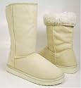 Off White Furry Winter Boots Vegan Fleece Women