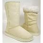 Off White Furry Winter Boots Vegan Fleece Women