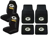 A Set of 4 NFL Universal Fit Front All-Weather Floor Mats and A Set of 2 Universal Fit Seat Covers - Green Bay Packers