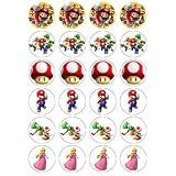 Nintendo Super Mario style 24 Edible Wafer Paper Fairy/Cup Cake Toppers on an A4 sheet - Birthday Cake and Party Idea