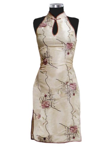 Floral embroidery halter dress
