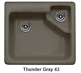 CorStone 11343 Thunder Gray Quidnick Quidnick Single Bowl Self Rim Kitchen Sink with Disposal Chamber and 3 Faucet Holes 113