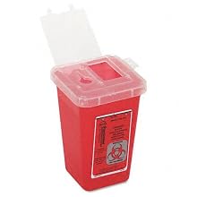 Impact 7350 Translucent Red Sharps Container, 1 qt Capacity, 4-1/2" Length x 4-1/2" Width x 6-3/4" Height