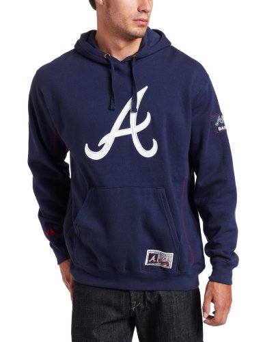 MLB Men's Atlanta Braves Be Proud Long Sleeve Hooded Fleece Pullover, Athletic Navy, Medium