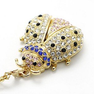  Drive Gold Ladybug Jewelry Flash Diamond  Blue Necklace  Crystal 