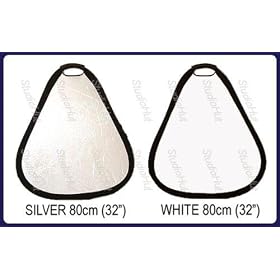 Studiohut 32 Photography Double Sided Portrait Studio Collapsible Triangular Reflector with easy grip handle (Silver/White)