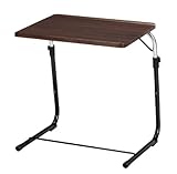 折り畳みサイドテーブル FLS-1　「多目的折り畳みテーブル！高さ、角度調節可能！隙間に収納可能」 (ブラウン)