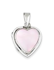 Sterling Silver Pink Mother of Pearl Heart Locket