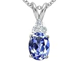 1.06 cttw 14k White Gold Genuine Tanzanite and Diamond Pendant in 14k White Gold