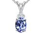 1.06 cttw 14k White Gold Genuine Tanzanite and Diamond Pendant in 14k White Gold