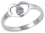 Kids Sterling Silver Heart June Birthstone Ring / Size 4