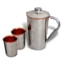 Copper Drinkware Set Jug Pitcher with Lid and Two Tmblers, Ayurveda Products